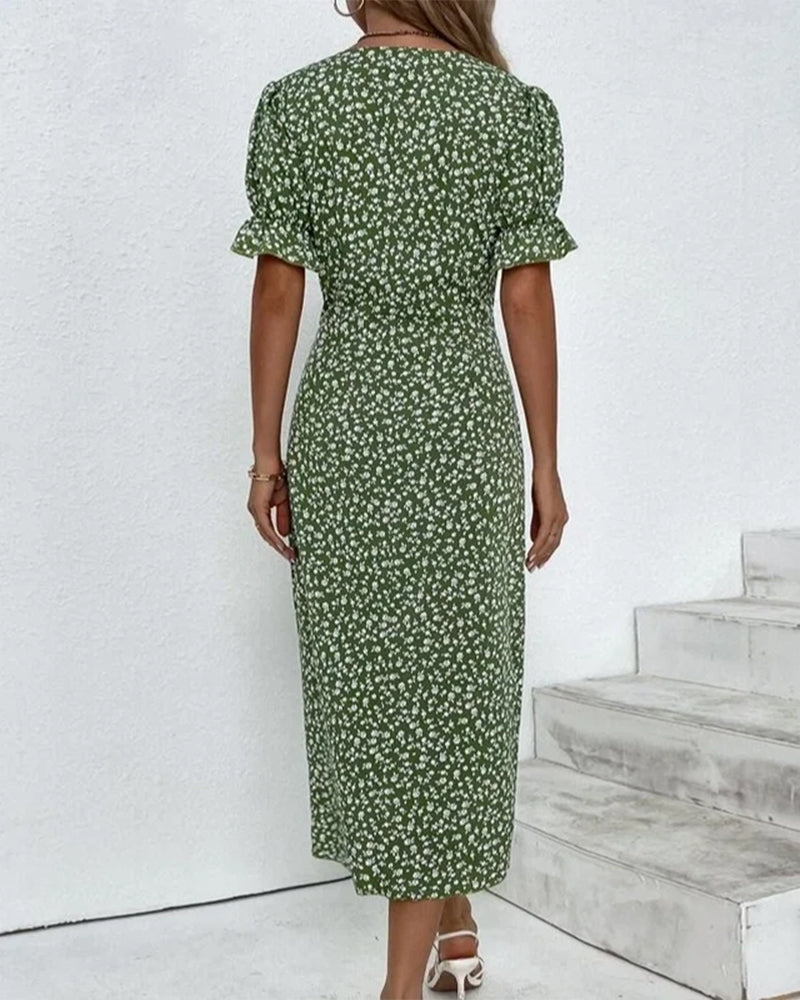 Glorielle | Chic Floral V-Neck Dress