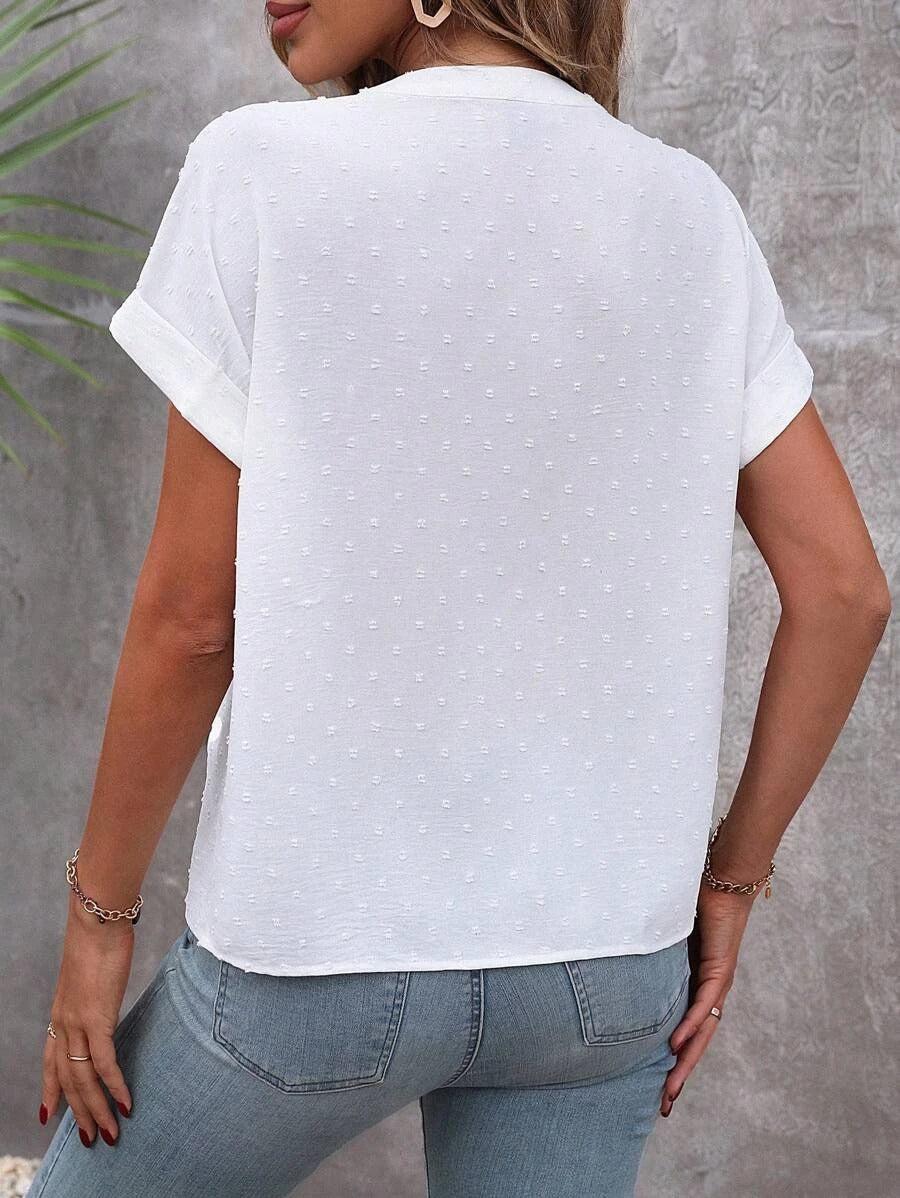 Aurielle | Swiss Dot Buttoned Top