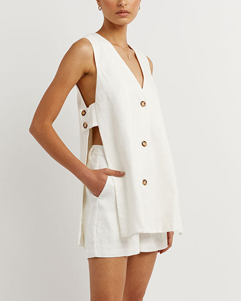 Fiorella | Luxe Sleeveless Buttoned Set