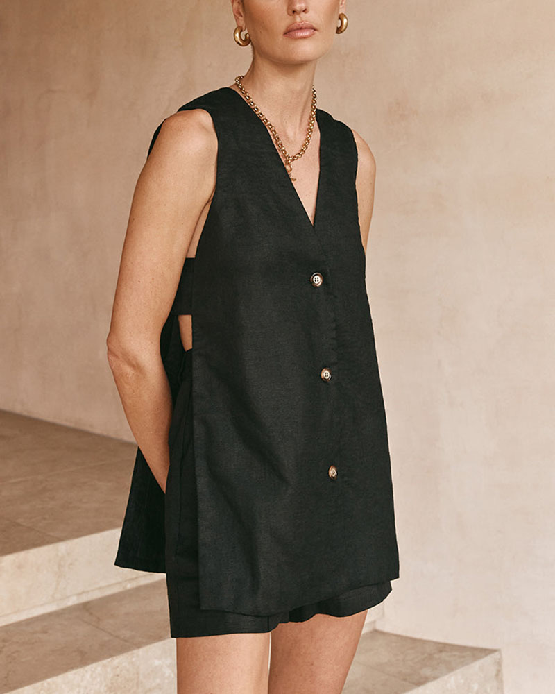 Fiorella | Luxe Sleeveless Buttoned Set