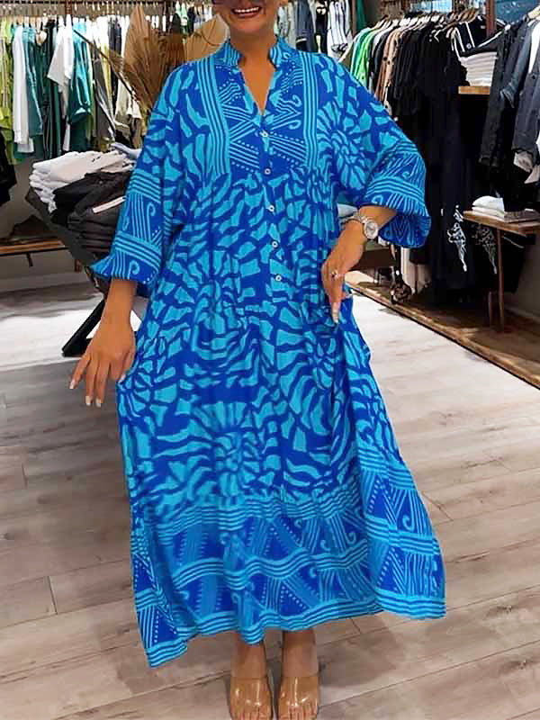 Mira | Flowing V-Neck Printed Dress ( Almost sold out )