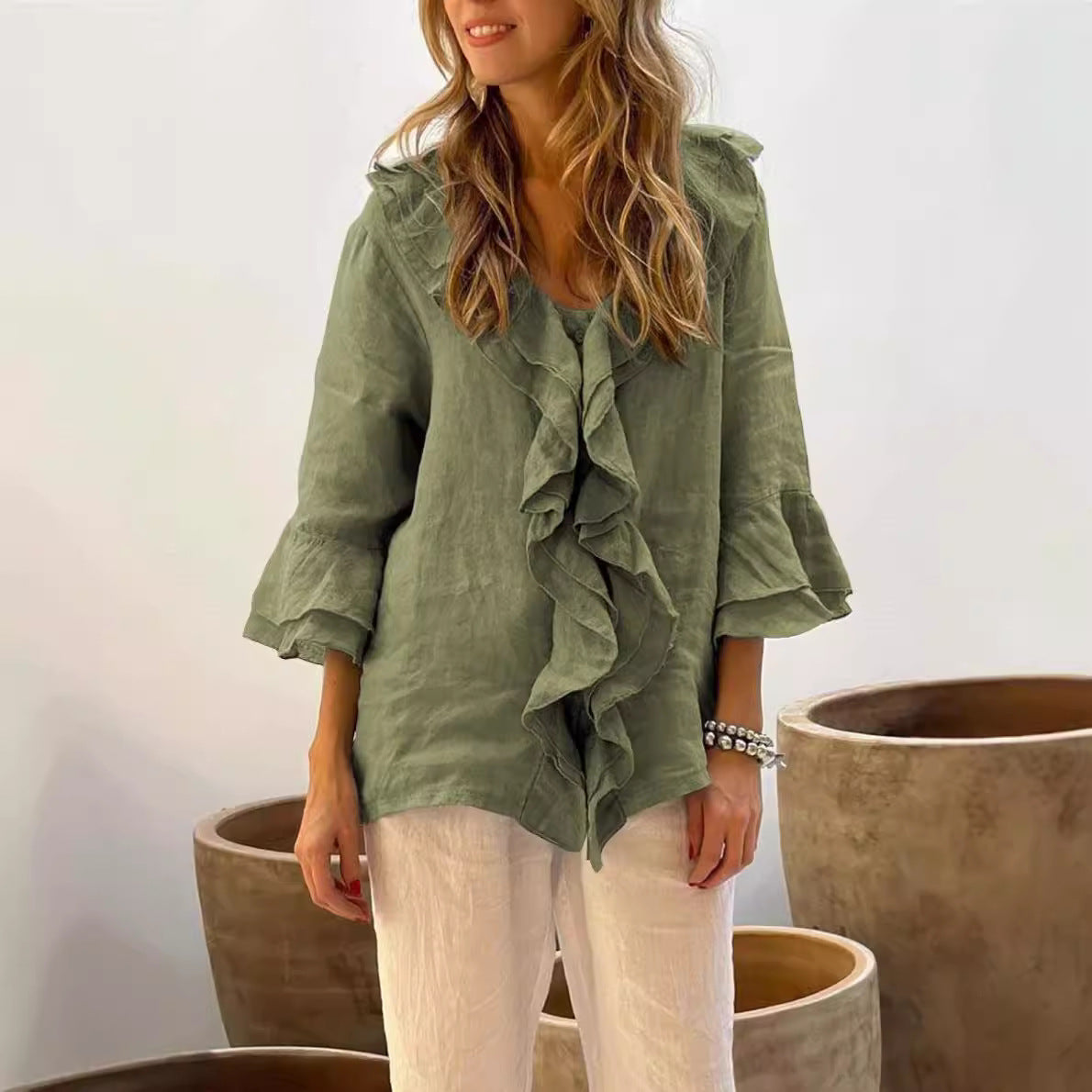 Cherelle | Chic Flowy Ruffle Blouse