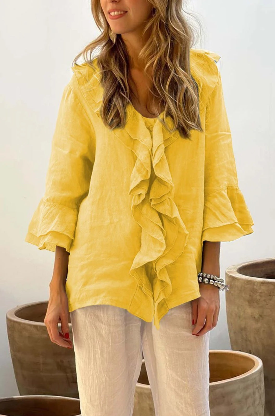 Cherelle | Chic Flowy Ruffle Blouse