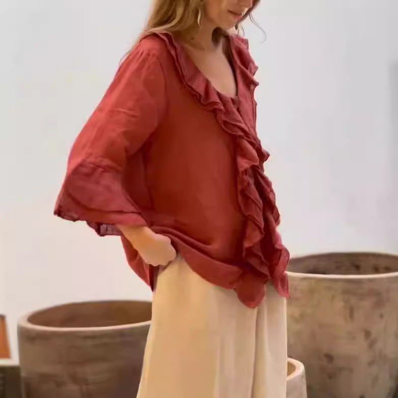 Cherelle | Chic Flowy Ruffle Blouse