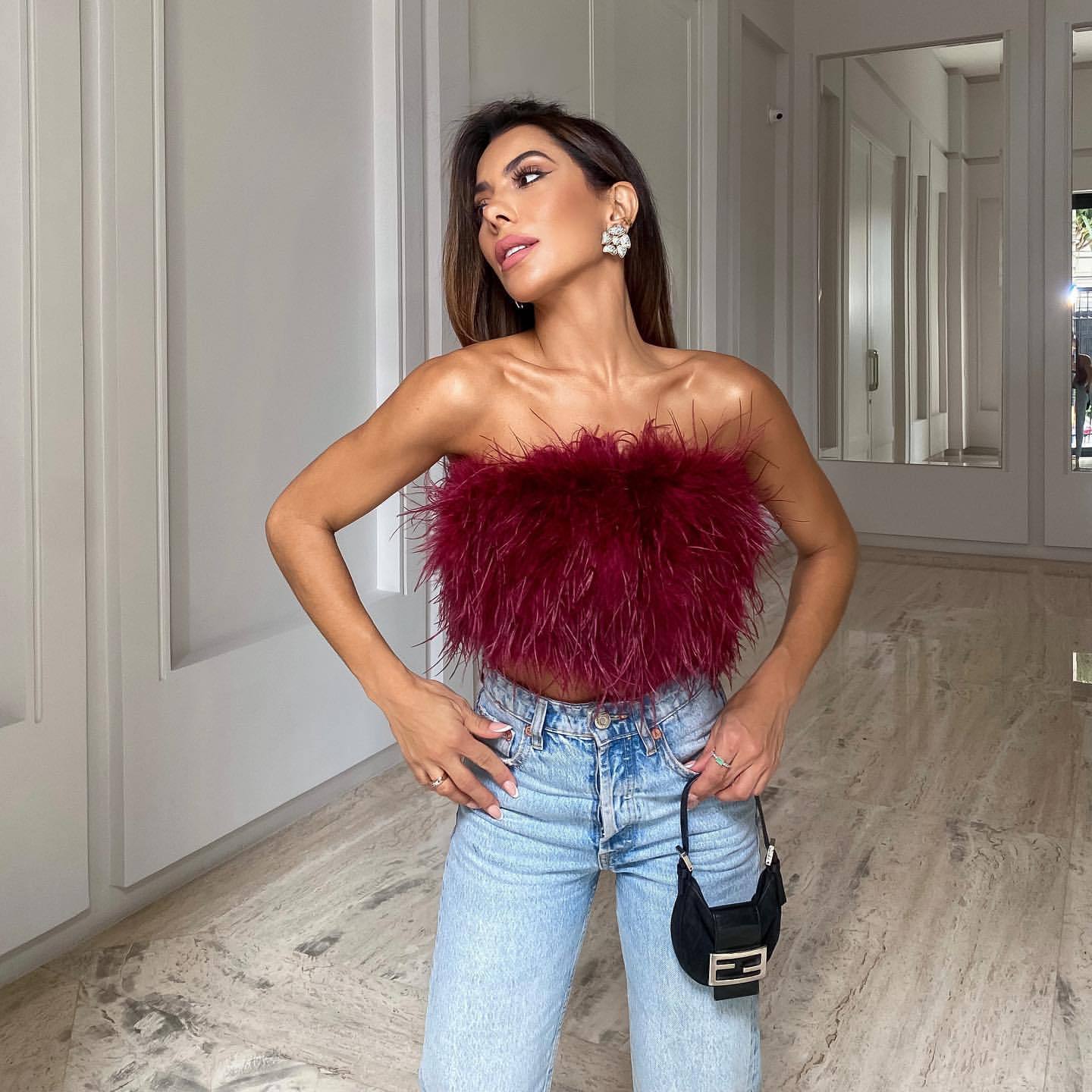 Arlette | Chic Feather Tube Top