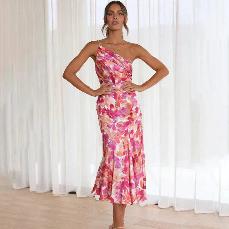 Elva | Floral One Shoulder Dress