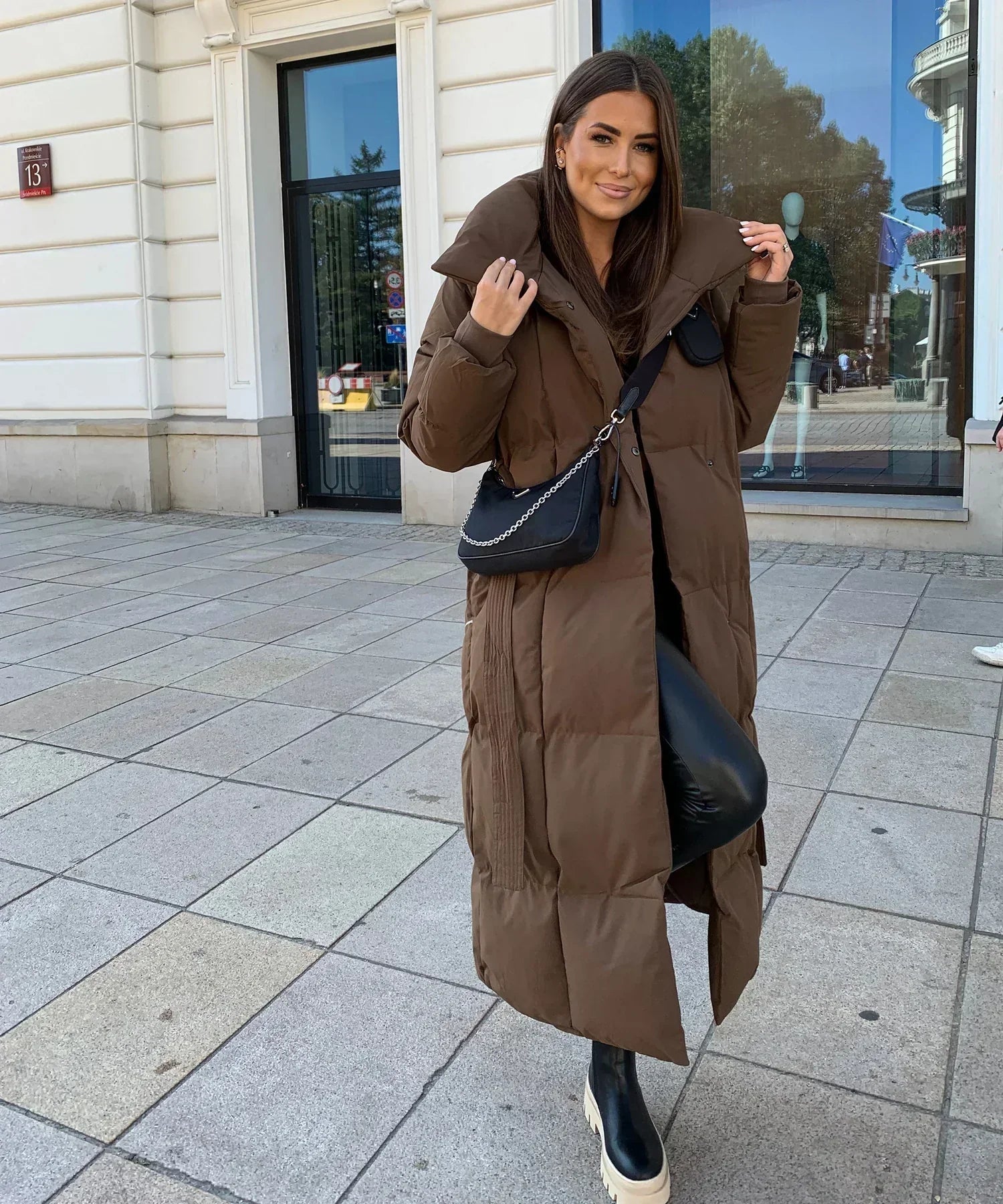 ELVYN | Long Quilted Puffer Jacket with Belt
