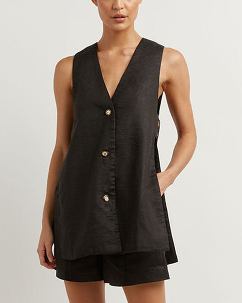 Fiorella | Luxe Sleeveless Buttoned Set
