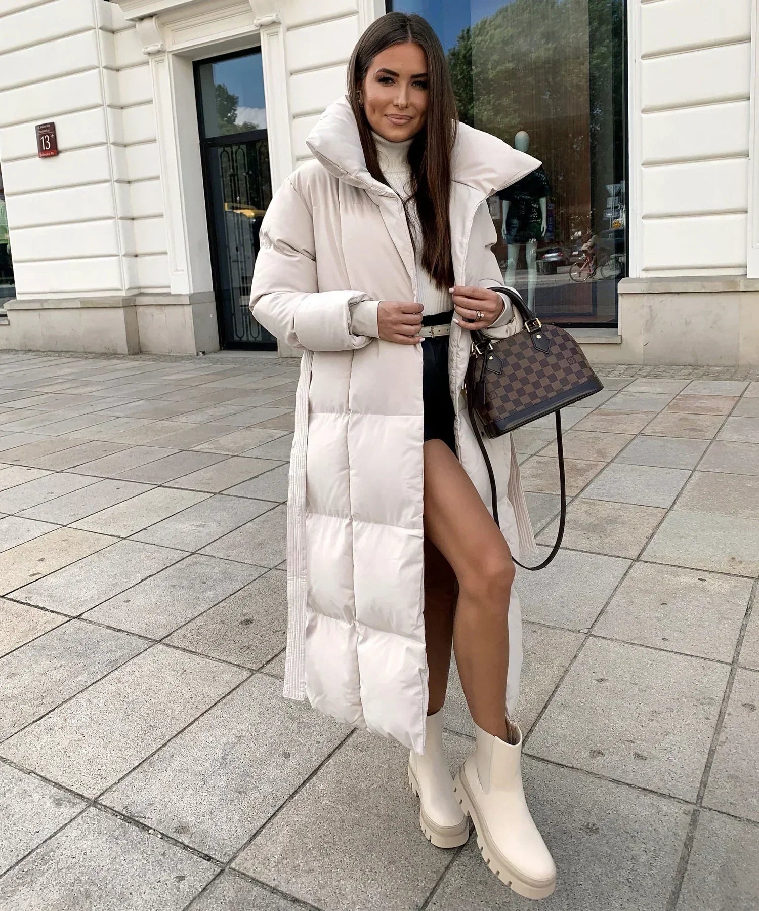 ELVYN | Long Quilted Puffer Jacket with Belt