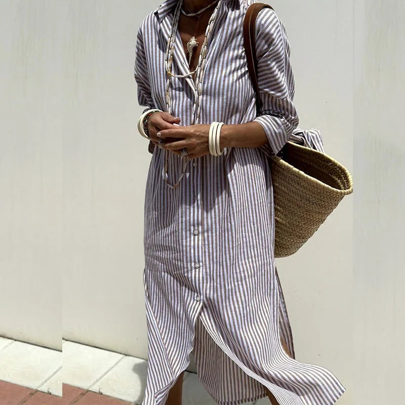 Amelie | Elegant Striped Summer Dress ( Almost sold out )