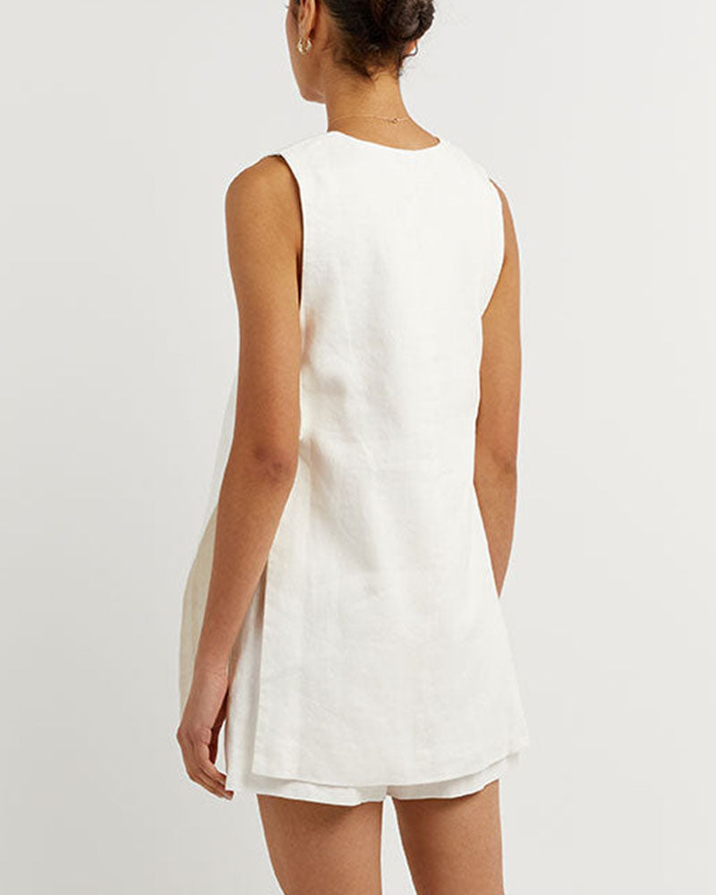 Fiorella | Luxe Sleeveless Buttoned Set