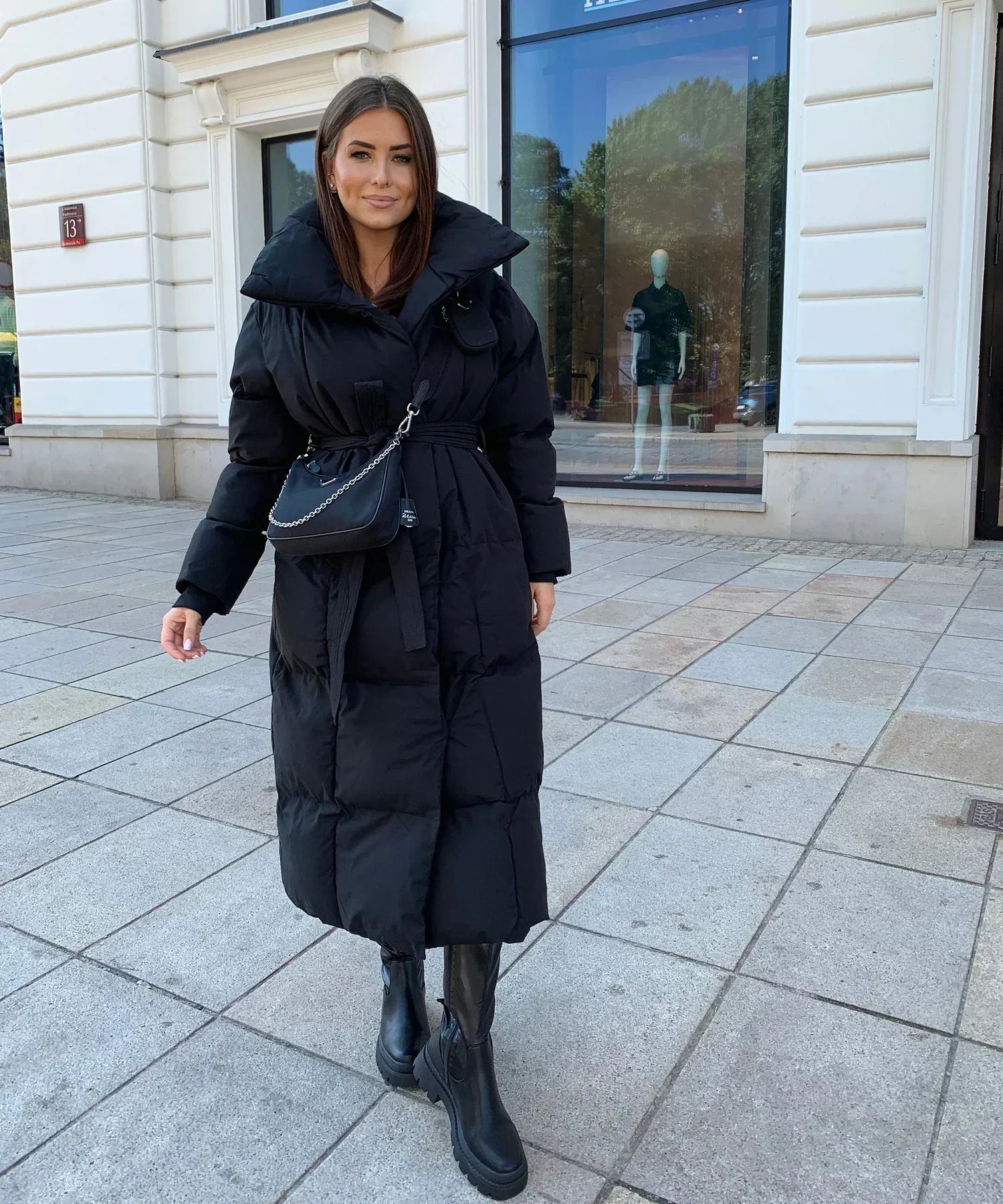 ELVYN | Long Quilted Puffer Jacket with Belt