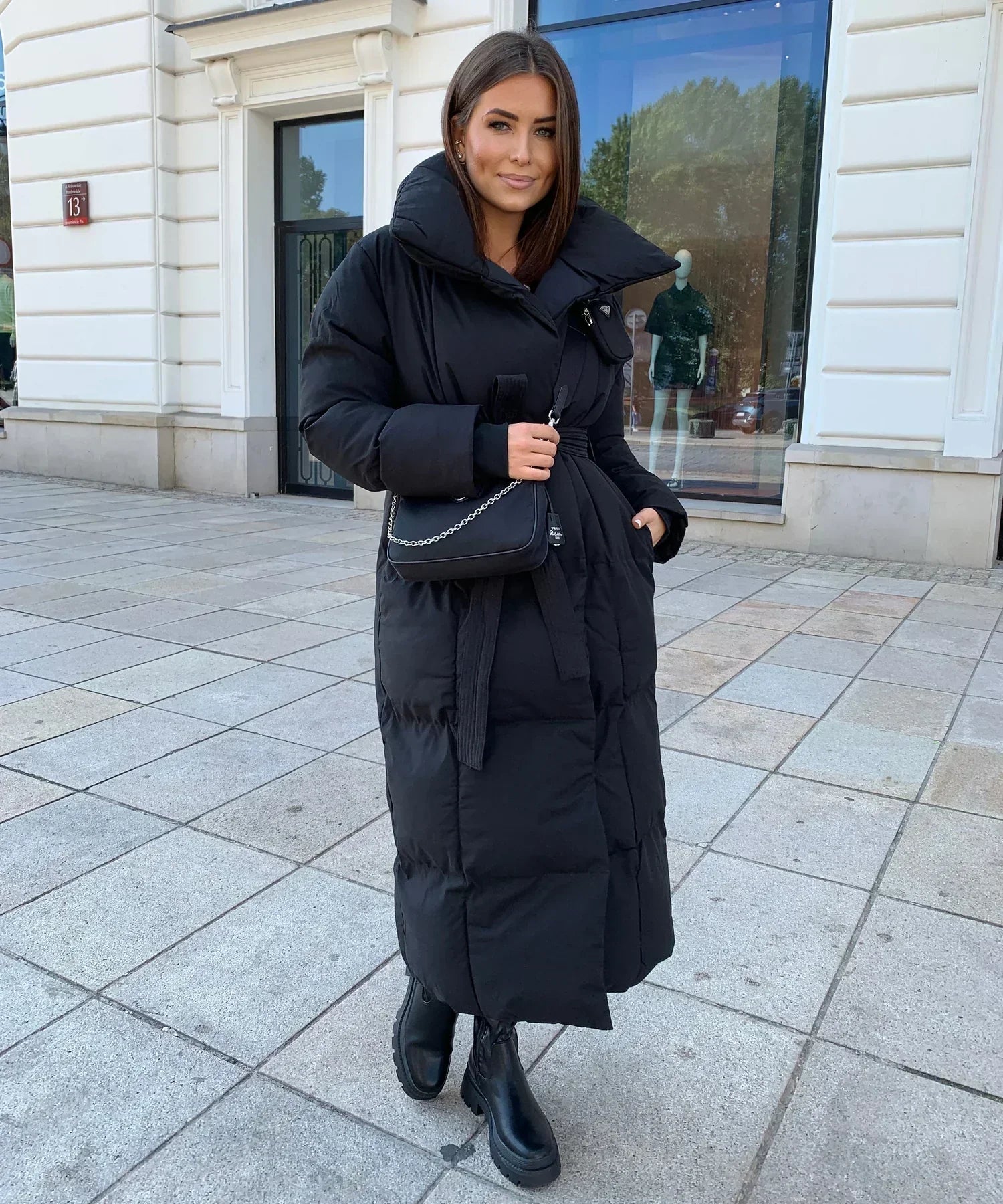 ELVYN | Long Quilted Puffer Jacket with Belt