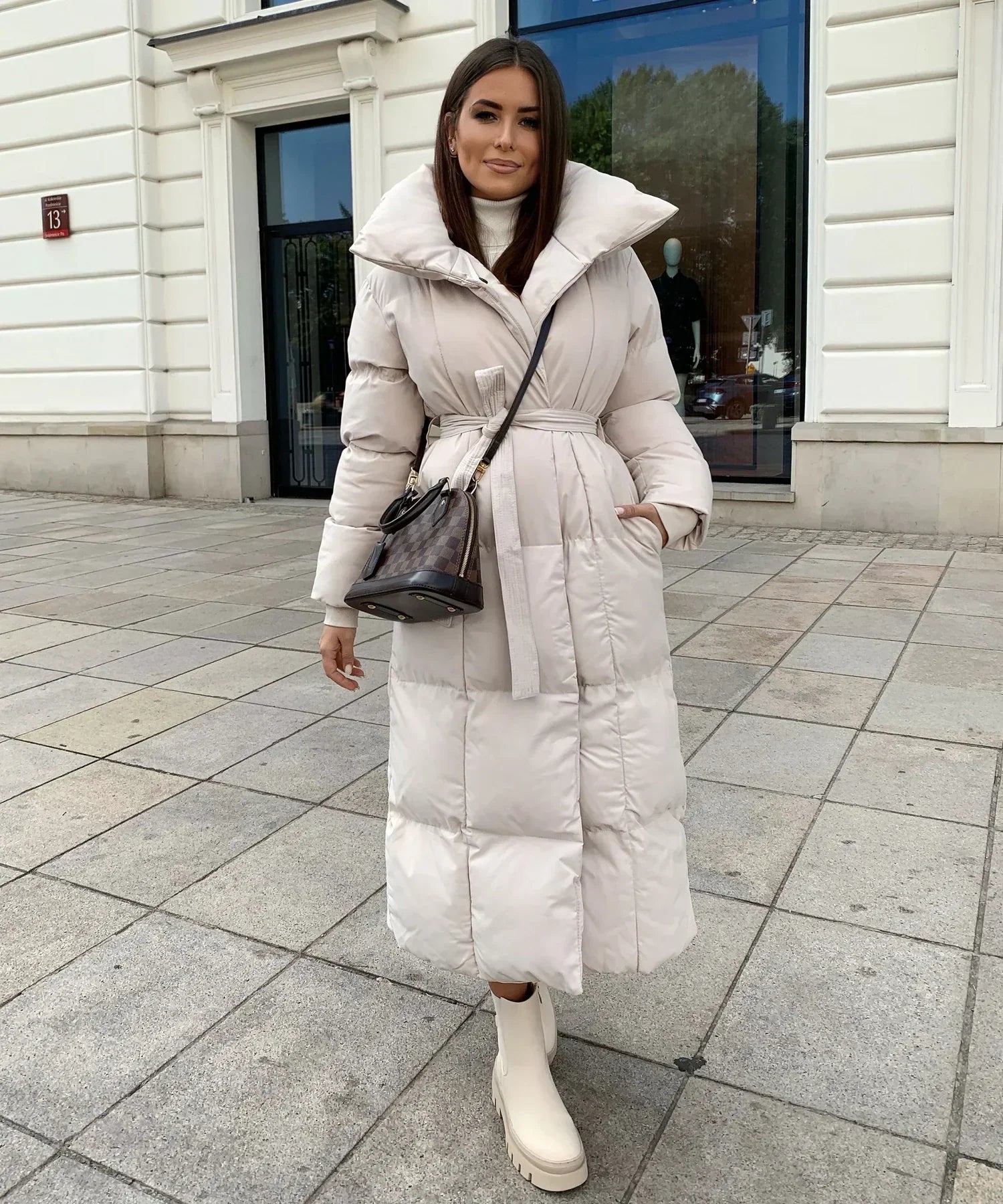 ELVYN | Long Quilted Puffer Jacket with Belt