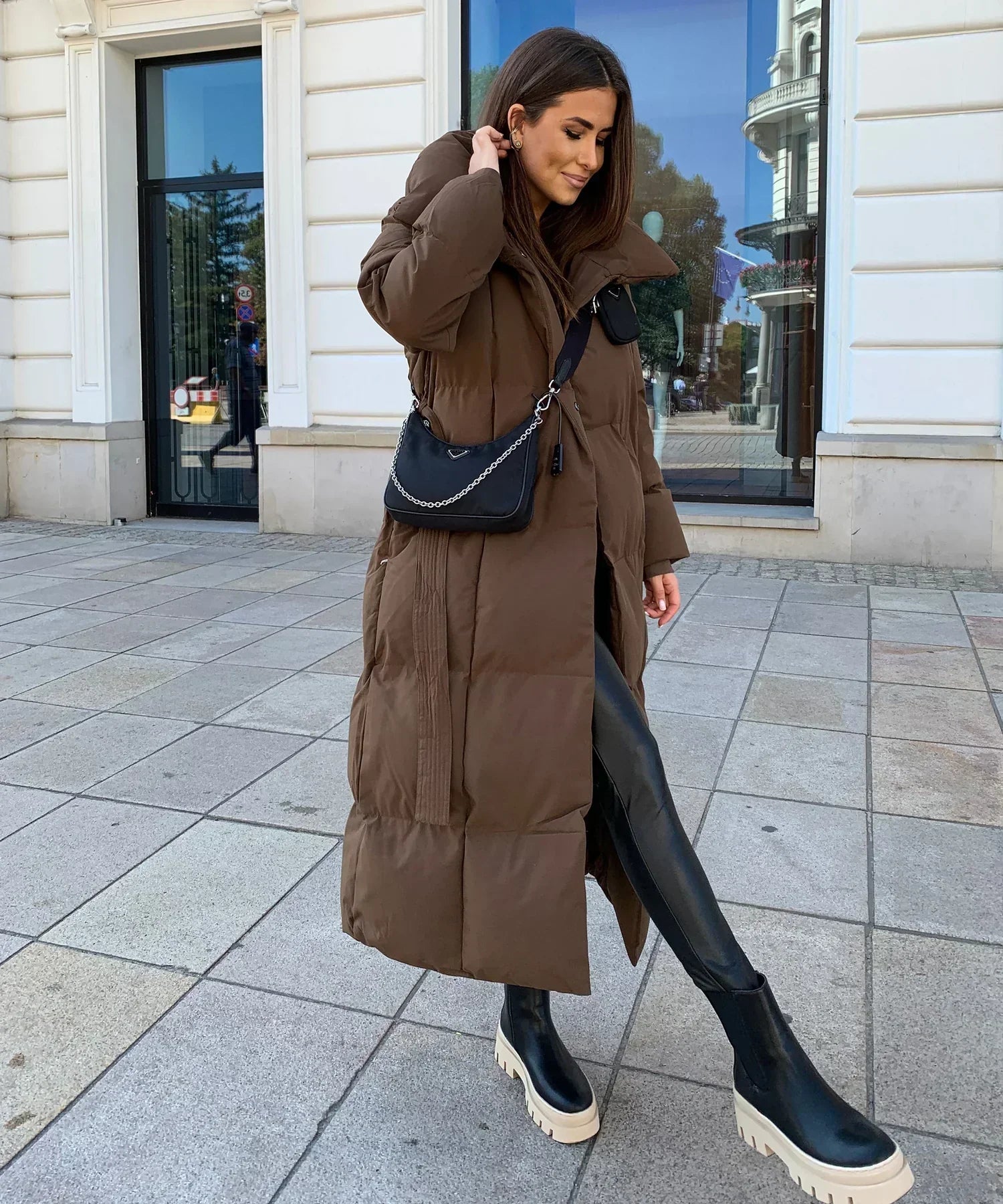 ELVYN | Long Quilted Puffer Jacket with Belt