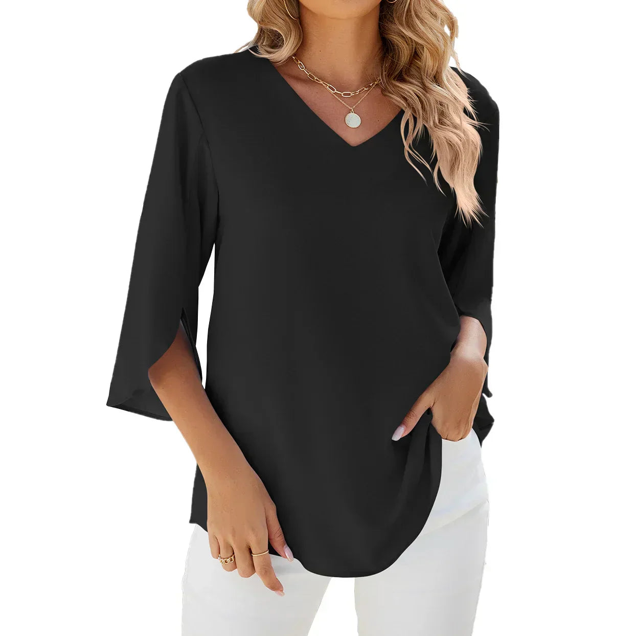 Carina | Elegant V-Neck Blouse