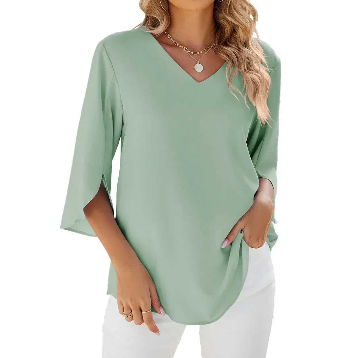 Carina | Elegant V-Neck Blouse