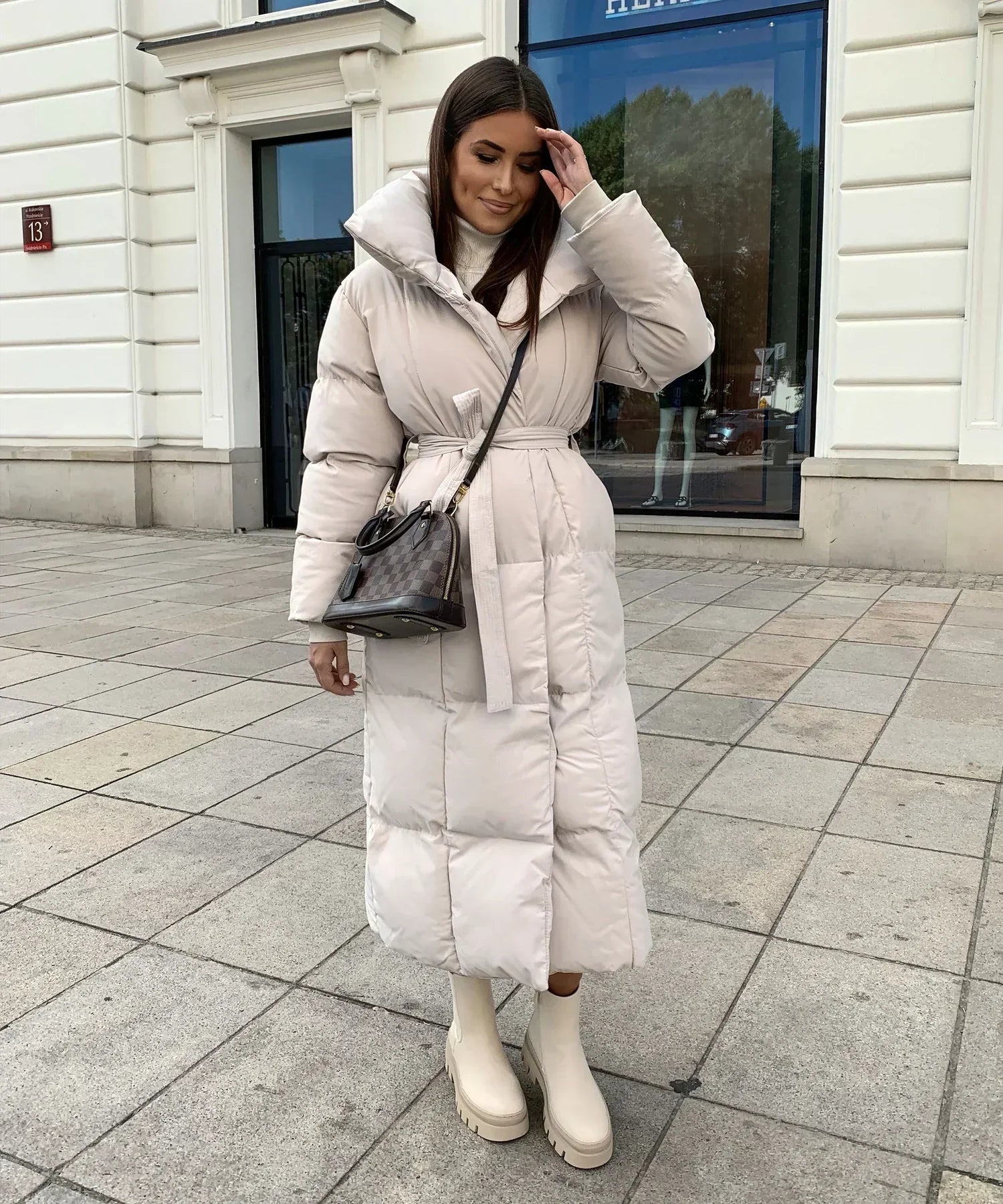 ELVYN | Long Quilted Puffer Jacket with Belt